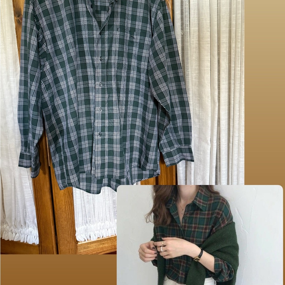 Bugle Boy Dark Green Plaid Men’s Button Down
